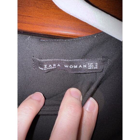 Zara Women's Black Bell Sleeve Mini Dress 3/4 Sleeve Size Small - Picture 3 of 8